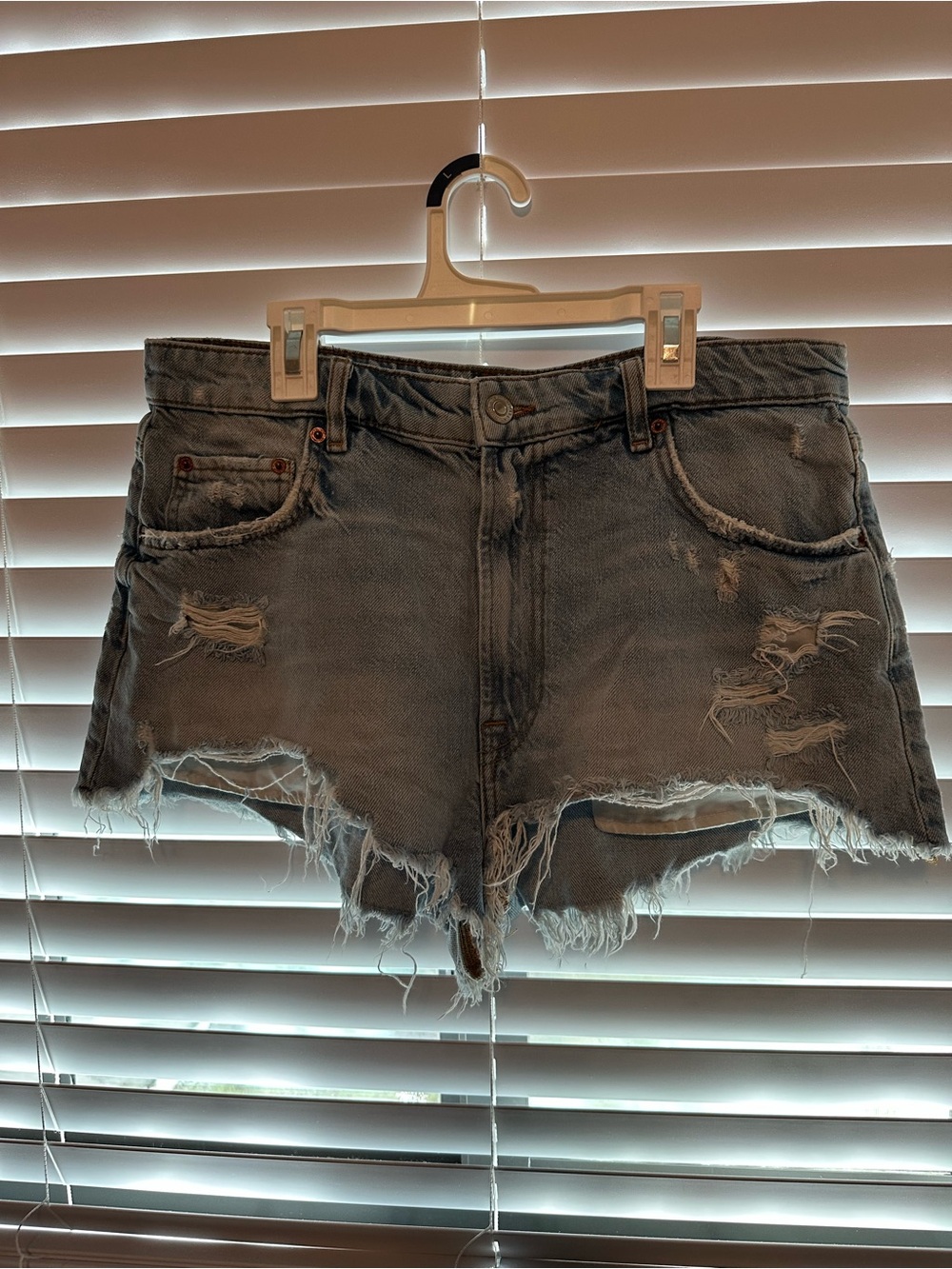 Zara Distressed Light Blue Denim Cutoff Shorts